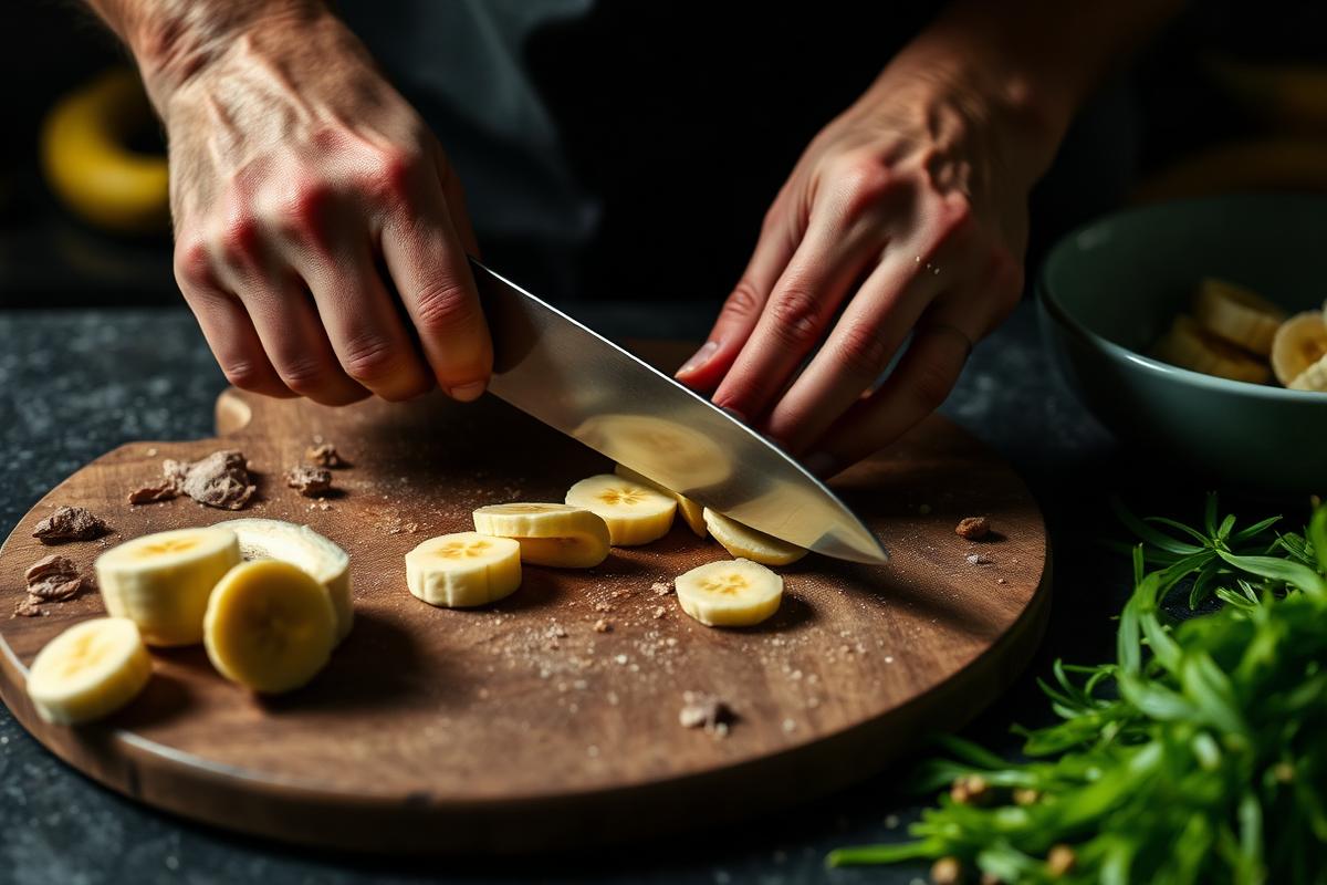 Slicing bananas